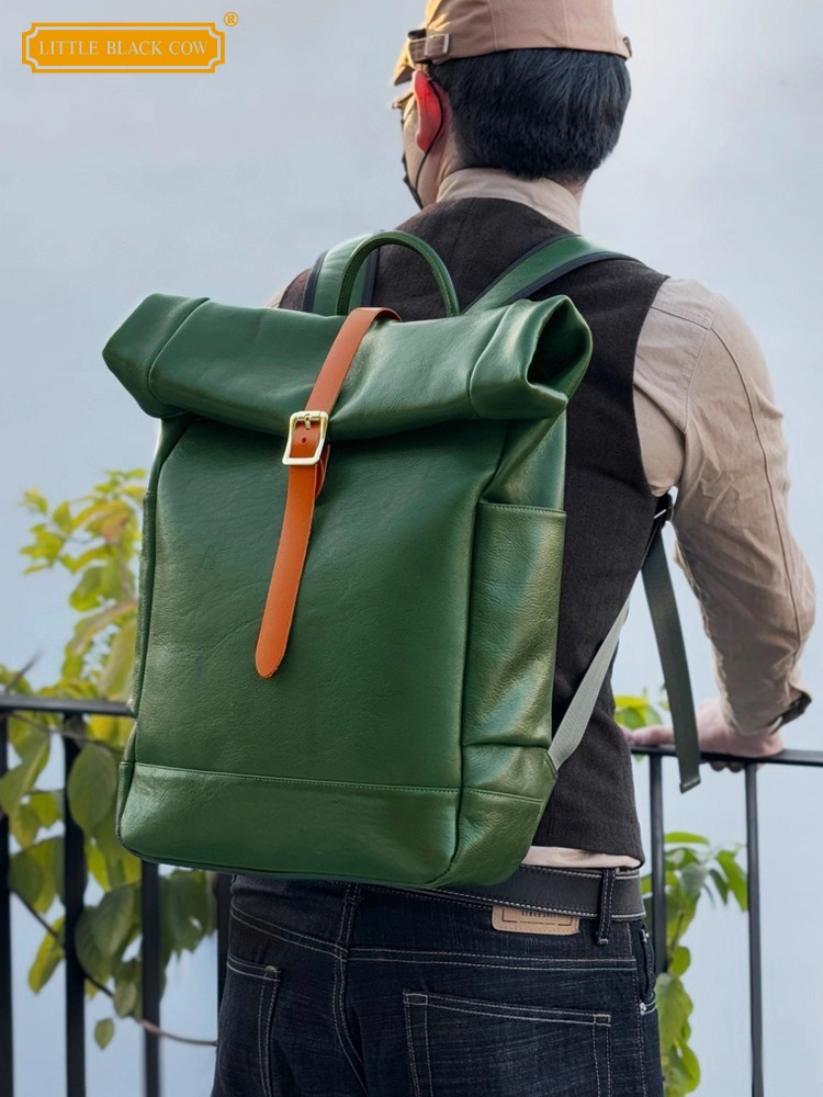 Leather Backpack Vintage - Büyük Kapasiteli Erkek Hakiki Deri Sırt