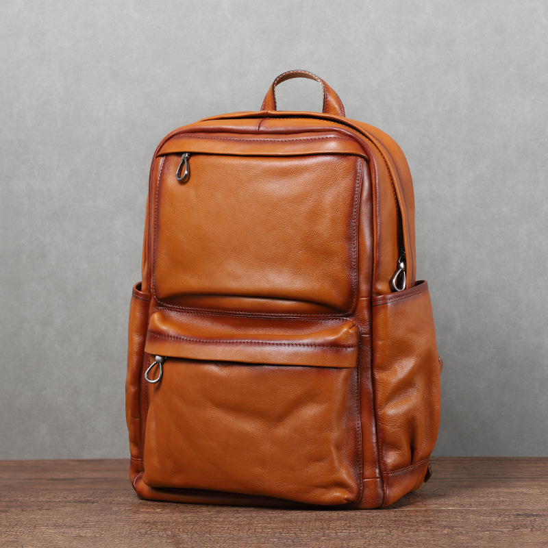 Laptop Backpack 15.6 - YETTIES erkek Vintage Bitkisel Tabaklanmış Deri