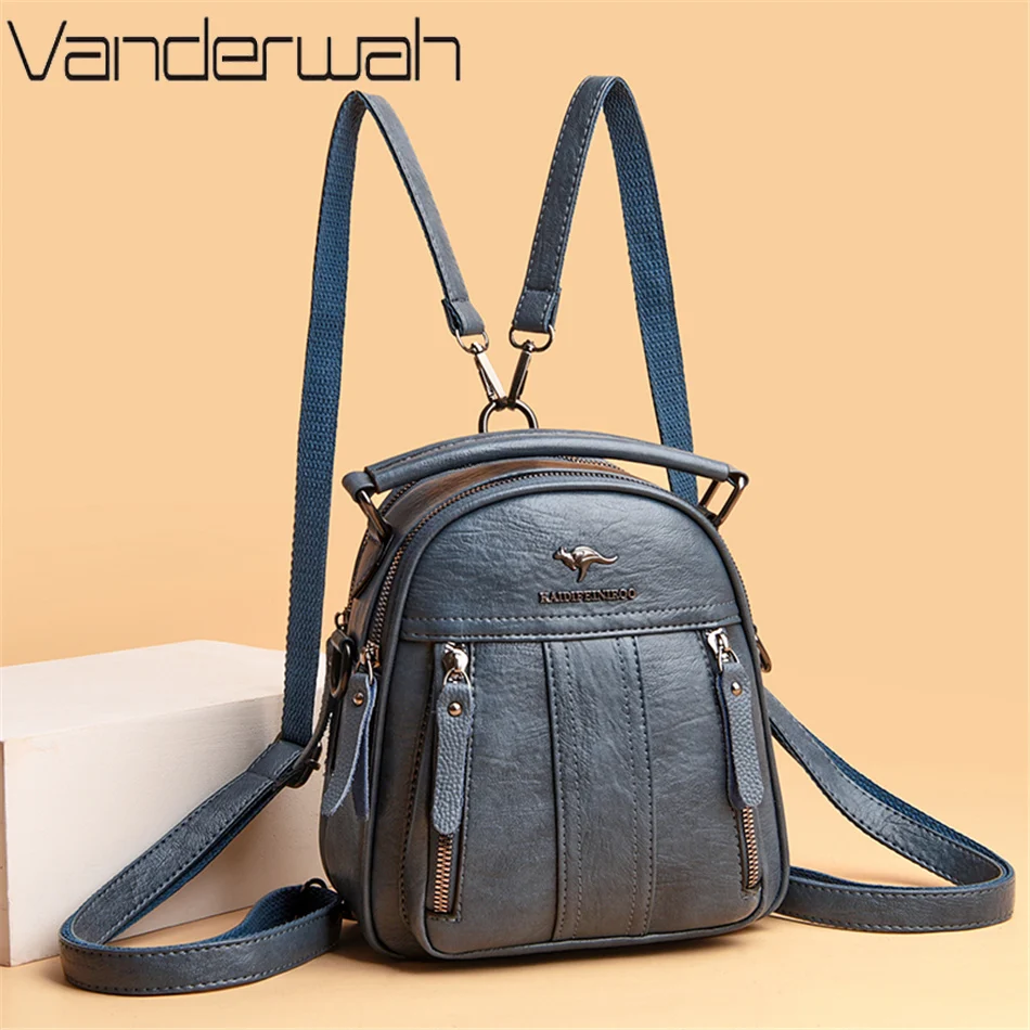 Mini Backpack Purse - 4'ü 1 Arada Deri Sırt Çantaları