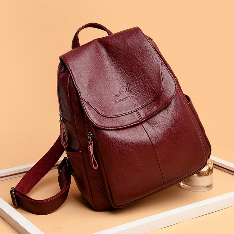 Leather Backpack Vintage - 9 renk Kadın Yumuşak Deri Sırt