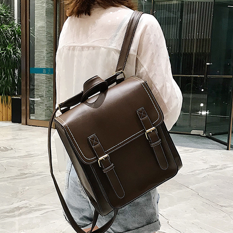 Leather Backpack Vintage - Vintage sırt çantası kadın Pu deri