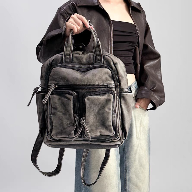 Leather Backpack Vintage - Lüks Yumuşak Yıkanmış PU Deri Sırt