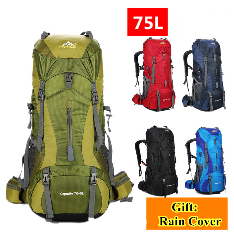 Rain Cover Backpack - 75L Erkekler Kadınlar Açık Yürüyüş seyahat