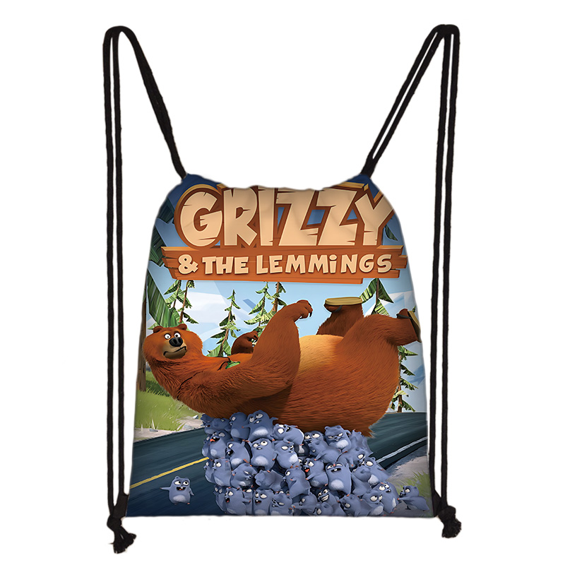 Fashion Backpack Women - Çocuk Baskılı İpli Karikatür Grizzy Lemmings