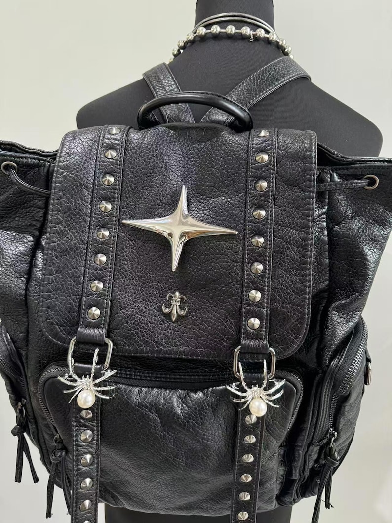 Gotik Punk PU Deri omuzdan ask - Leather Backpack Vintage incelemesi ve fiyatı